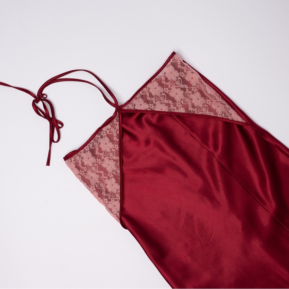 Valentine’s Satin and lace dress with slit